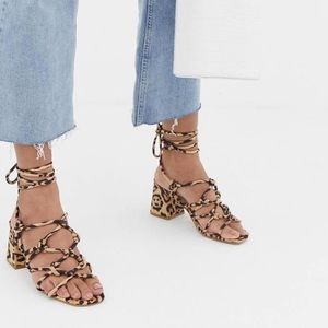 NWT ASOS Leopard lace up heeled sandals SIZE 7